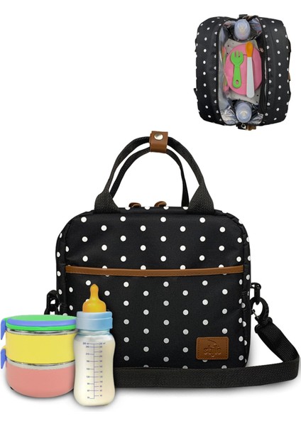 Unisex Siyah Food Bag Mama ve Çok Amaçlı Yemek Taşıma Termos Bebek Bakım Çantası
