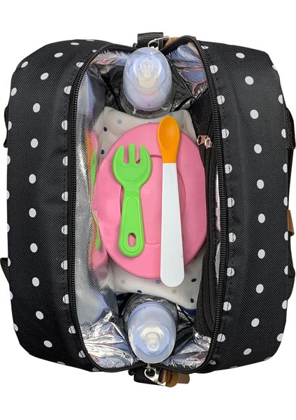 Unisex Siyah Food Bag Mama ve Çok Amaçlı Yemek Taşıma Termos Bebek Bakım Çantası modelleri