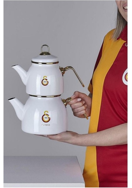 Şık Beyaz Emaye Çaydanlık Seti, Estetik ve Dayanıklı Çelik Tasarım