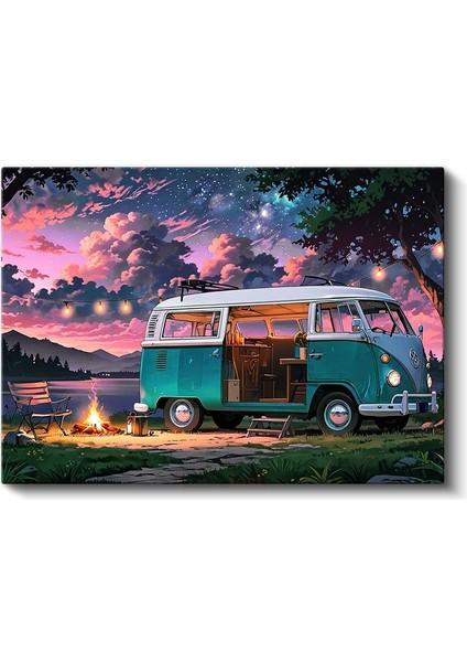 Kamp Alanında Volkswagen T2 Van Tabloları