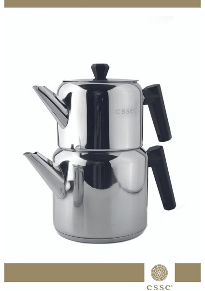 İndüksiyon Paslanmaz Çelik Çaydanlık 1.0 ve 2.1 lt, Bej, Dayanıklı ve Şık Tasarım