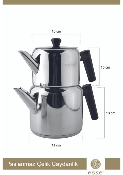 İndüksiyon Paslanmaz Çelik Çaydanlık 1.0 ve 2.1 lt, Bej, Dayanıklı ve Şık Tasarım fiyatları