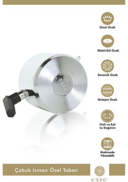 İndüksiyon Paslanmaz Çelik Çaydanlık 1.0 ve 2.1 lt, Bej, Dayanıklı ve Şık Tasarım indirimleri