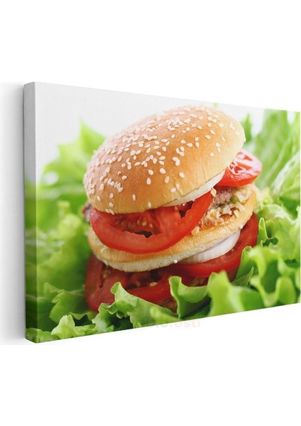 Leziz Hamburger - Domates ve Marul Ile Kanvas Tablo modelleri