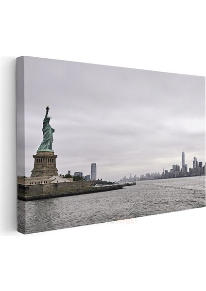 Özgürlük Heykeli - Manhattan Manzaralı Kanvas Tablo modelleri