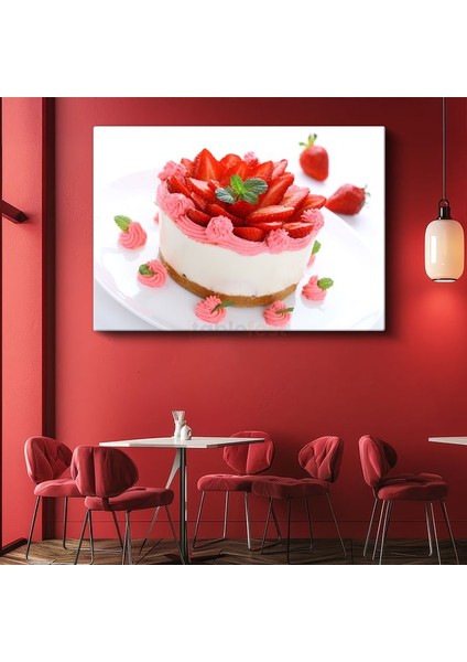 Çilekli Pasta - Nefis Kremalı Tatlı Kanvas Tablo