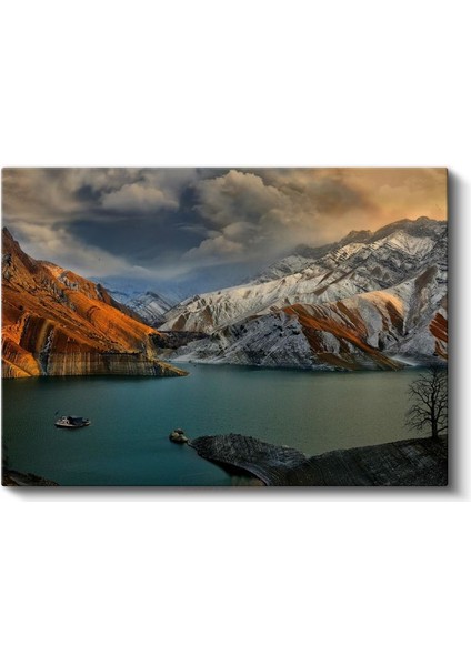 Renkli Dağlar - Turkuaz Göl ve Pastel Tonlu Zirveler Kanvas Tablo fiyatları