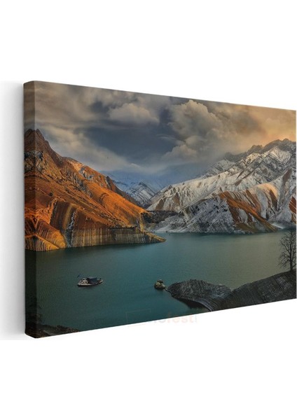 Renkli Dağlar - Turkuaz Göl ve Pastel Tonlu Zirveler Kanvas Tablo modelleri