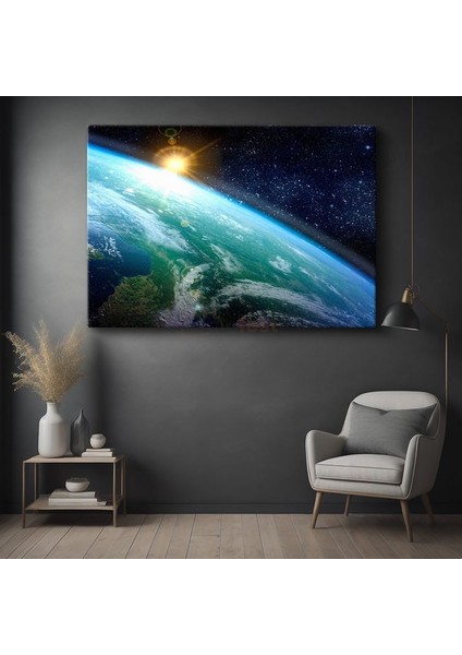 Dünya Manzarası - Uzaydan Görülen Mavi Gezegen Kanvas Tablo