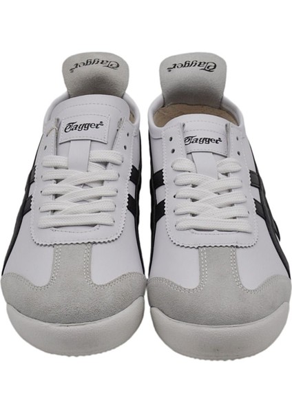 Tayger E-3226 Unisex Deri Sneaker Spor Ayakkabı Beyaz - Siyah fırsatları