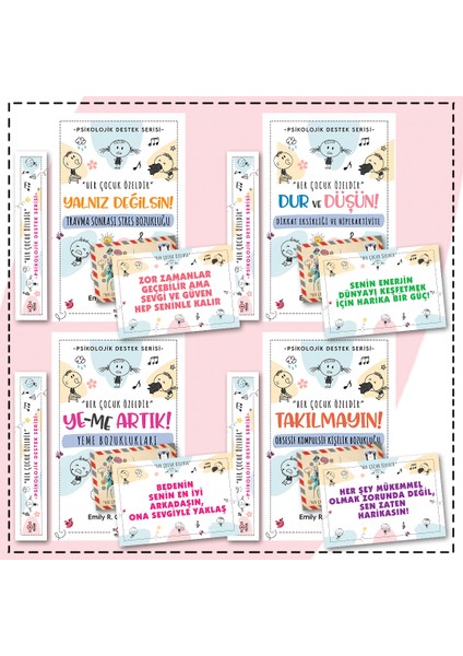 Çocuklar Için Psikolojik Destek Serisi 4'lü Set 1- Ayraç - Kartpostal