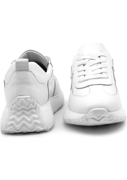 Perla Hakiki Deri Kadın Beyaz Casual Sneaker Ayakkabı