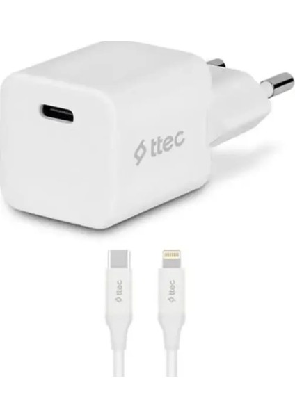 Smartcharger 20W Pd Seyahat Hızlı Şarj Aleti + Usb-C - Lightning 150 cm Kablo Beyaz