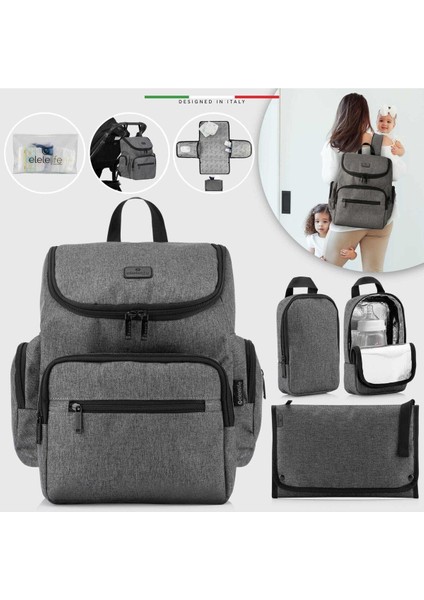 Elelelife Flora 2 4in1 Anne Bebek Bakım Çantası Gri