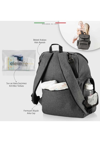 Elelelife Flora 2 4in1 Anne Bebek Bakım Çantası Gri fırsatları
