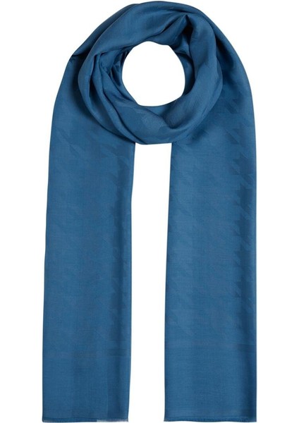 Dört Mevsim Kazayağı Desenli Monogram Şal 04390-İNDIGO modelleri