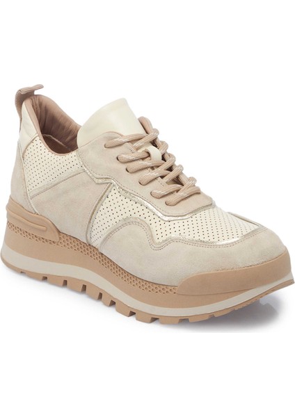 Bej Hakiki Deri Kadın Sneaker - K24I1AY67120-D6P