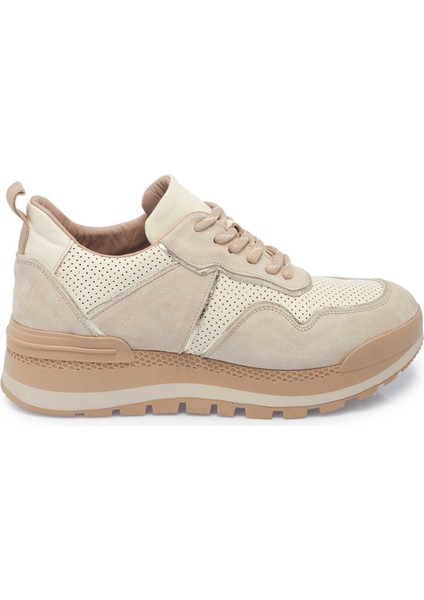 Bej Hakiki Deri Kadın Sneaker - K24I1AY67120-D6P