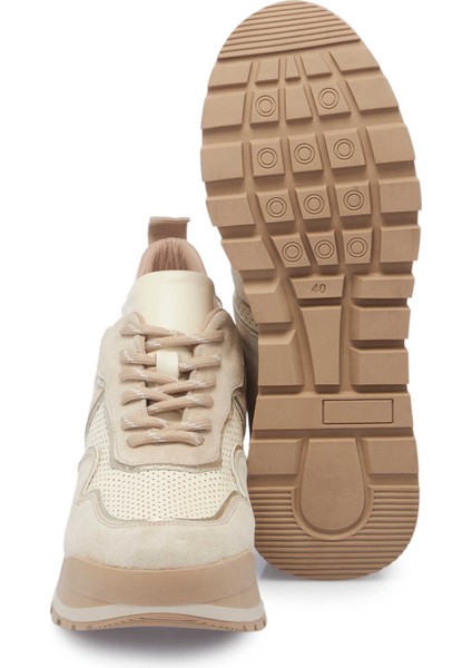 Bej Hakiki Deri Kadın Sneaker - K24I1AY67120-D6P