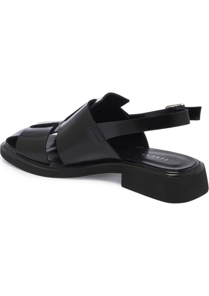 Siyah Hakiki Deri Kadın Sandalet - K25Y1SN68095-A35