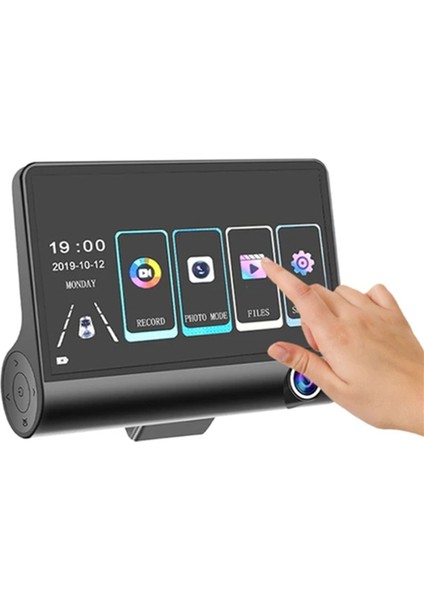 4 Inç Dokunmatik Ekranlı Araba Dvr 1080P Dash Kamera Ön Iç Kamera Gece Görüş Döngü Kaydı G-Sensörü (A) (Yurt Dışından)