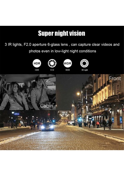 4 Inç Dokunmatik Ekranlı Araba Dvr 1080P Dash Kamera Ön Iç Kamera Gece Görüş Döngü Kaydı G-Sensörü (A) (Yurt Dışından)
