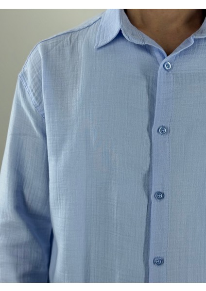 Müslin Keten Oversize Erkek Gömlek fırsatları