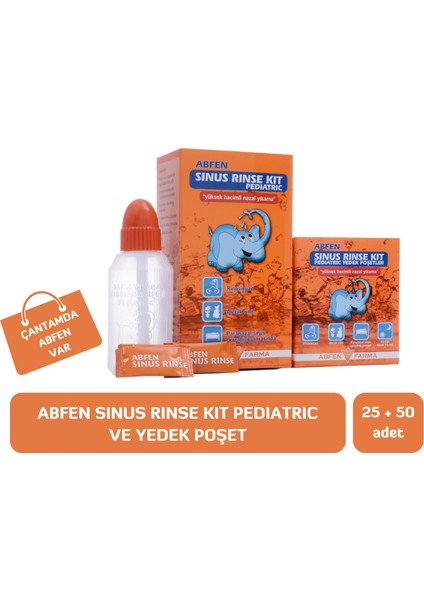 Abfen Sinus Rinse Pediatric Burun Yıkama Kiti ve Yedek Poşetleri 25 + 50 Adet