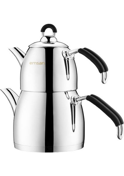 Şık Siyah Midi Çaydanlık Takımı 0.75-2.0 lt, modern ve kullanışlı set