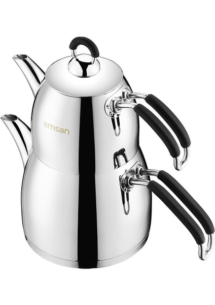 Şık Siyah Midi Çaydanlık Takımı 0.75-2.0 lt, modern ve kullanışlı set