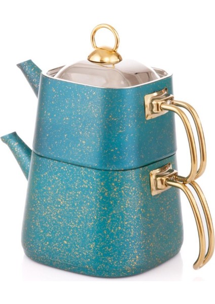 Yeşil Kare Çaydanlık Takımı Orta Boy, Şık ve Kullanışlı Granit Set fiyatları