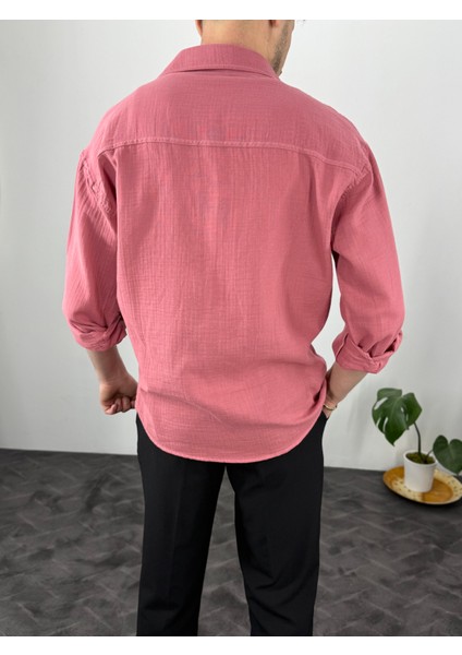 Müslin Keten Oversize Erkek Gömlek modelleri