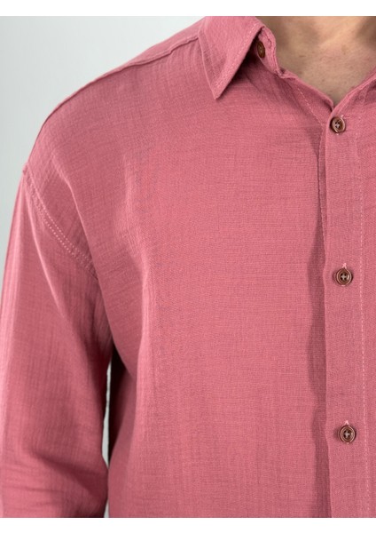 Müslin Keten Oversize Erkek Gömlek fırsatları