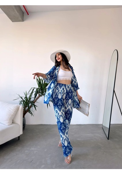 Desenli Kimono & Pantolon Ikili Takım fiyatları