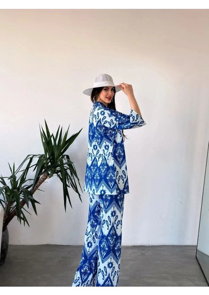 Desenli Kimono & Pantolon Ikili Takım modelleri