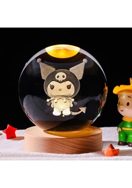 Sıcak 6cm 3D Kristal Top Dikiş Pikachu Ahşap Taban 6cm Kristal Top Gezegen Gece Lambası Lazer Oyma Çocuk Hediyeleri (Yurt Dışından)