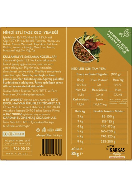 Fresh Hindi Etli Kedi Yemeği 85 gr fiyatları