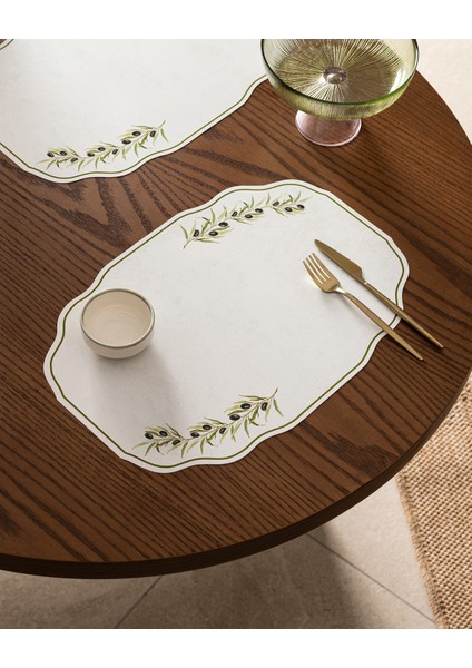 Armand Amerikan Servis Seti 4 Parça Beyaz/Yeşil Şık Sofra Aksesuarı