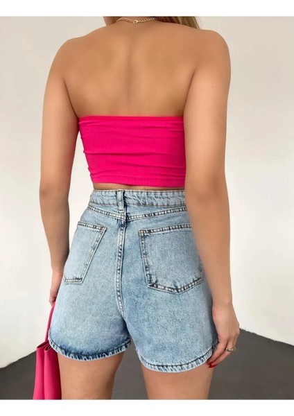 Denim Şort Cepli