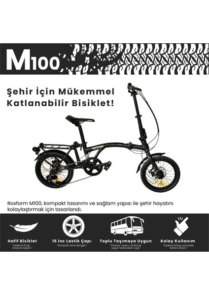 M-100 Katlanır Bisiklet – 16 Jant, 5 Vites, Alüminyum Kadro