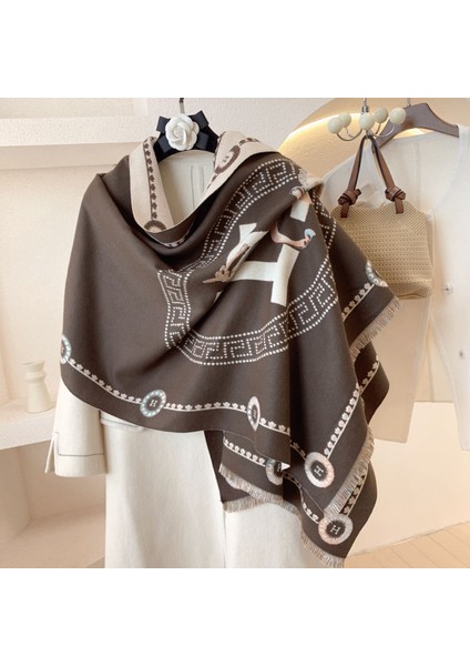 Kadın Retro Moda Mektup Eşarp Şal (Yurt Dışından)