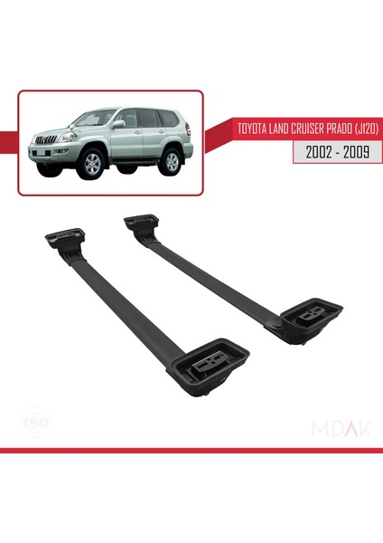 Toyota Land Cruiser Prado (J120) 2002-2009 Arası ile Uyumlu Ace-3 Ara Atkı Tavan Barı Siyah 2 Adet indirimleri
