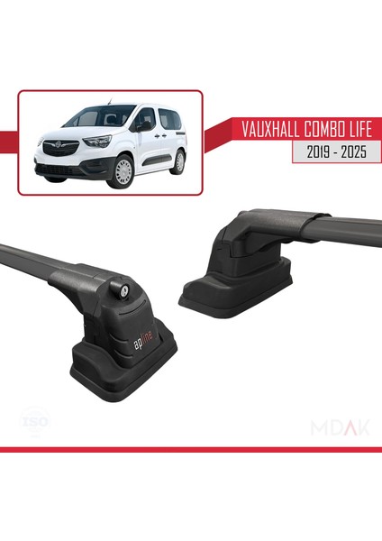 Vauxhall Combo Life 2019-2025 Arası ile Uyumlu Ace-3 Ara Atkı Tavan Barı Siyah 2 Adet