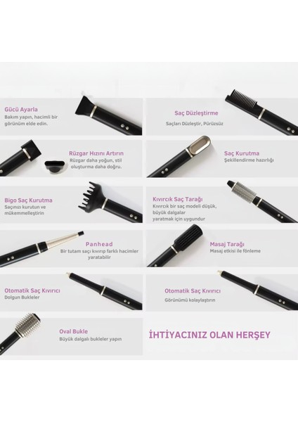 818 Airwrap 11 In 1 Saç Şekillendirme ve Kurutma Çok Fonksiyonlu Ultra Set