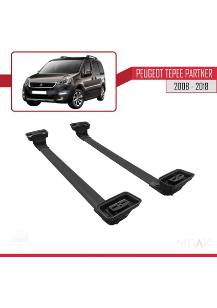 Peugeot Partner Tepee 2008-2018 Arası ile Uyumlu Ace-3 Ara Atkı Tavan Barı Siyah 2 Adet indirimleri