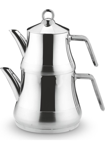 Orta Boy Metal Kulp Çaydanlık Takımı, Gümüş Renk, Paslanmaz Çelik Tasarım