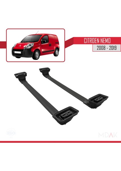 Citroen Nemo 2008-2019 Arası ile Uyumlu Ace-3 Ara Atkı Tavan Barı Siyah 2 Adet indirimleri