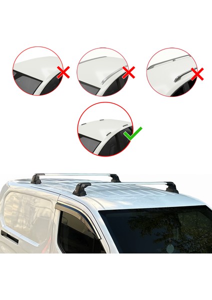 Renault Kangoo 2 2007-2021 Arası ile Uyumlu Ace-3 Ara Atkı Tavan Barı Gri 2 Adet