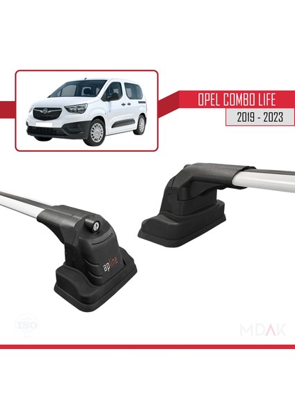 Opel Combo Life 2019-2023 Arası ile Uyumlu Ace-3 Ara Atkı Tavan Barı Gri 2 Adet