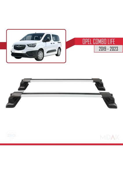 Opel Combo Life 2019-2023 Arası ile Uyumlu Ace-3 Ara Atkı Tavan Barı Gri 2 Adet